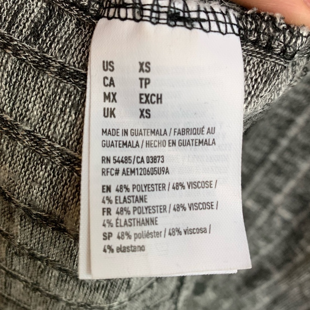 American Eagle Gray Ribbed Short Sleeve Lace Up Blouse - Picture 5 of 7